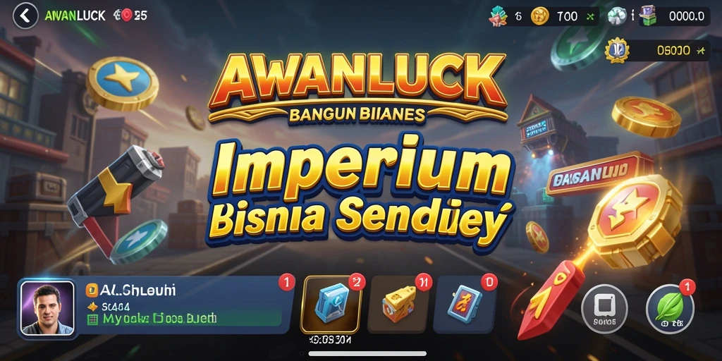 Tampilan gameplay seru dalam AWANLUCK yang menampilkan strategi bisnis.