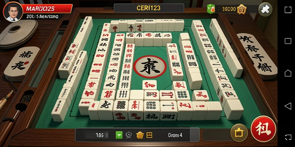 Screenshot dari gameplay CERI123 yang menampilkan keseruan bermain Mahjong.