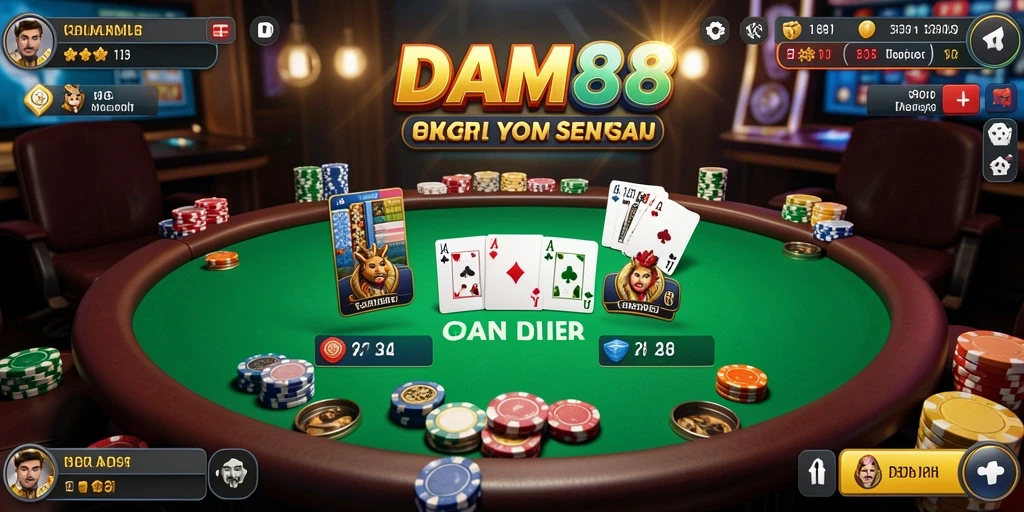 Tampilan gameplay Poker menarik dan mendebarkan di DAM88.