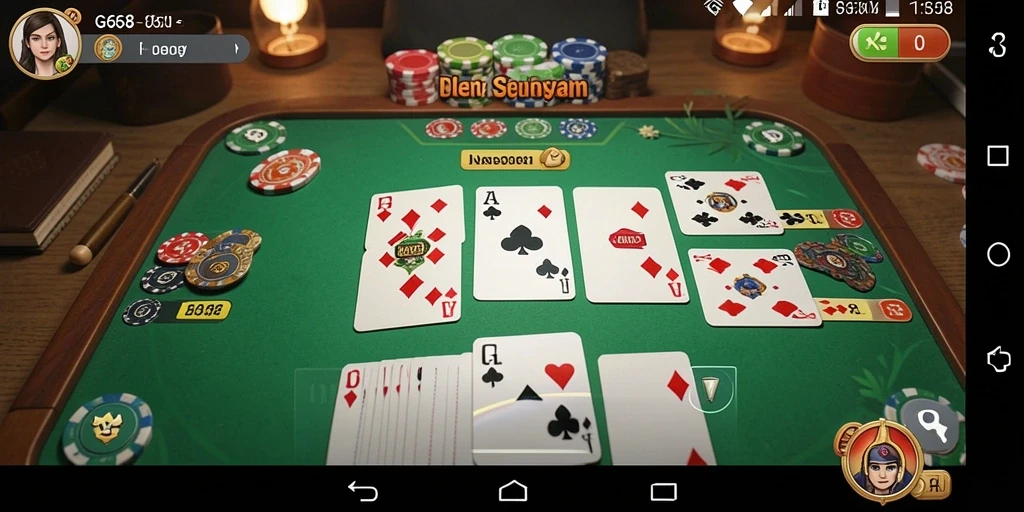 Tampilan gameplay G668 saat bermain Gaple dengan teman-teman.