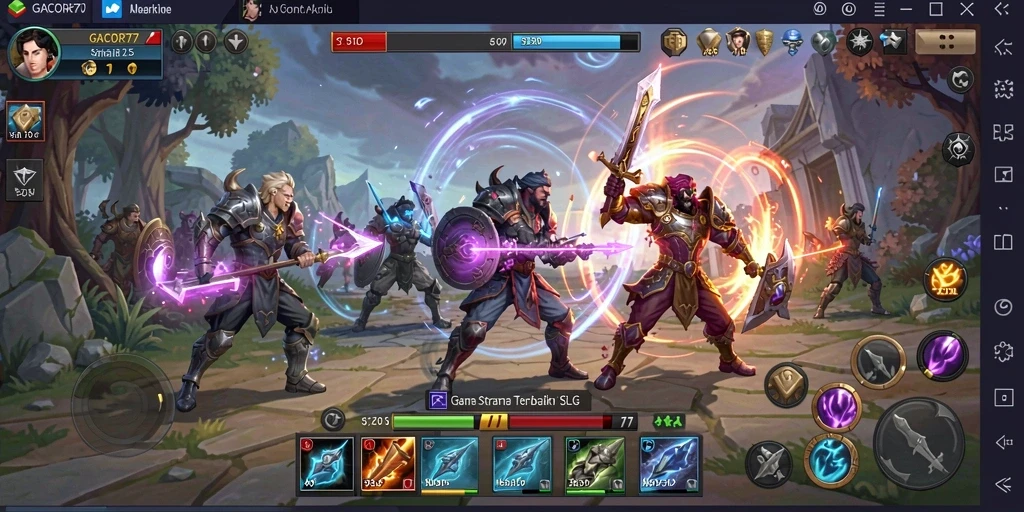 Tampilan gameplay GACOR77 dengan aksi pertempuran strategis.