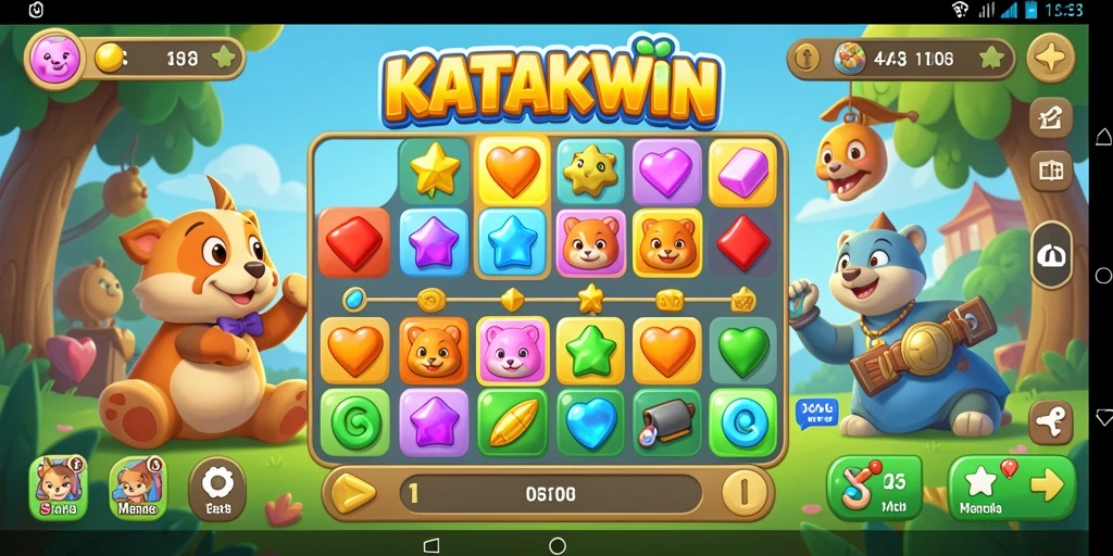 Tampilan gameplay KATAKWIN yang menantang dan penuh warna.