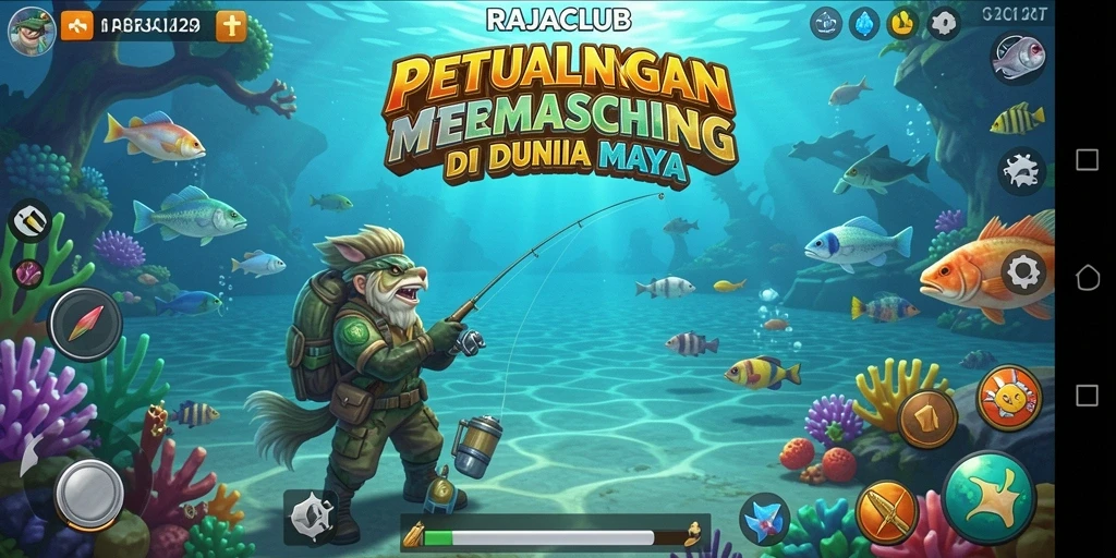 Tampilan gameplay RAJACLUB yang menarik saat memancing.