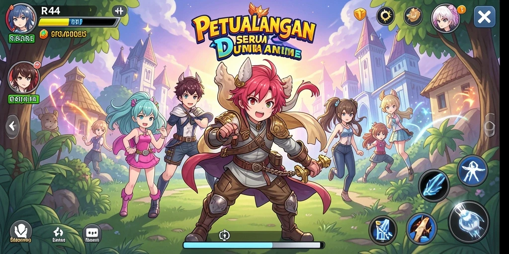 Screenshot menampilkan pertarungan seru dalam gaya anime yang menawan.