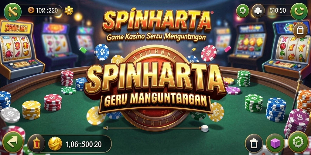 Tampilan menyenangkan dari gameplay SPINHARTA yang menampilkan keseruan bermain Kasino.